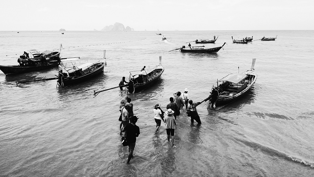 Thailand Ao Nang Beach Long-Tail Boats